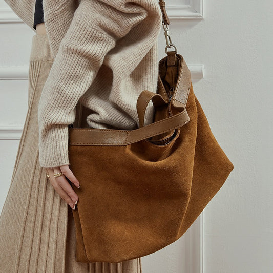 Sarah Express High-Capacity Genuine Leather Commuter Tote Bag