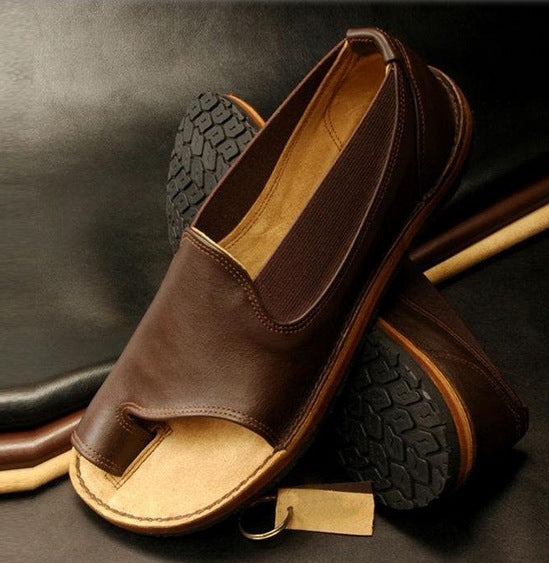 Sarah Express Summer Fashion Sandals - Round Toe Slip-On Sandals Brown