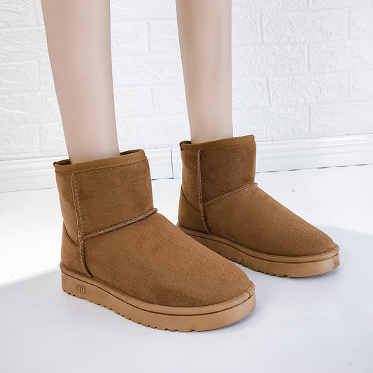 Sarah Express Women's Faux Fur Snow Boots | Suede Flat Heel Winter Ankle Boots