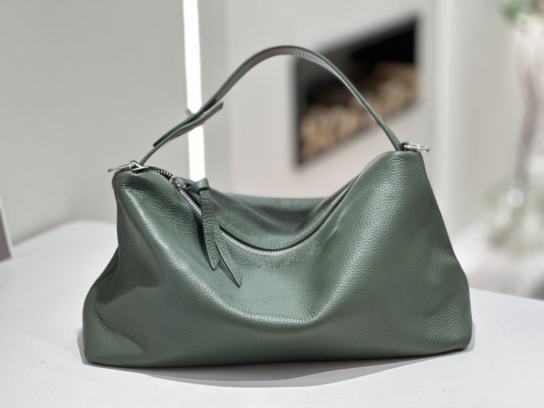 Sarah Express Genuine Leather Crossbody Tote Bag Matcha Natural Fall Cowhide