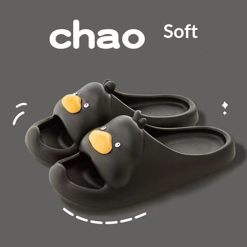 Sarah Express Women's Duck Slippers | Non-Slip Toe-Strap PVC Indoor Outdoor Slides Black