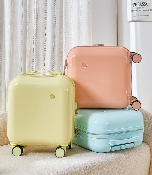 Sarah Express 18 Inch Blue Carry-On Suitcase β Lightweight PVC Hardshell Travel Luggage with Password Lock & Universal Wheels