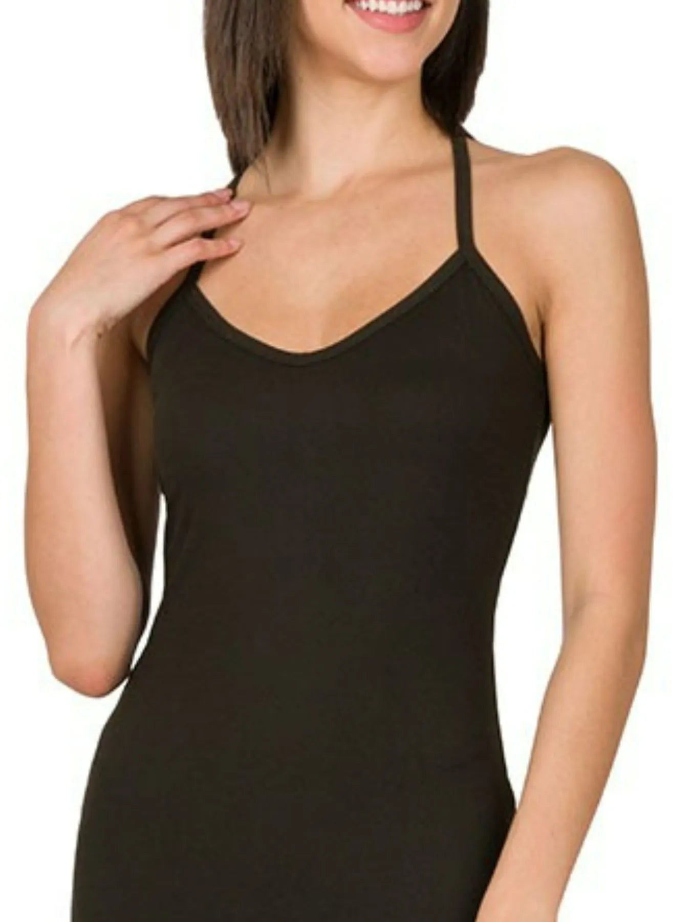 Brushed Dty Thin Strap Racerback V-Neck Maxi Dress