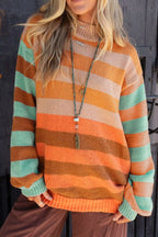 Sarah Express Women's Striped Rainbow Long Sleeve Sweater