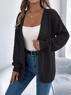 Sarah Express Women's Openwork Open-Front Long Sleeve Cardigan