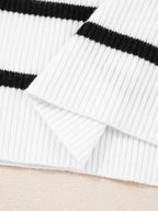 Sarah Express Women's Scalloped Trim U Neck Striped Ribbed Slim Knit Top