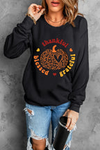 Sarah Express Women's Pumpkin Graphic Long Sleeve Sweatshirt Black