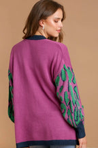 Sarah Express Women’s Animal Print Open Front Sweater Cardigan Casual