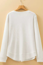 Sarah Express Women's Rounded Neck Waffle Long Sleeve Top