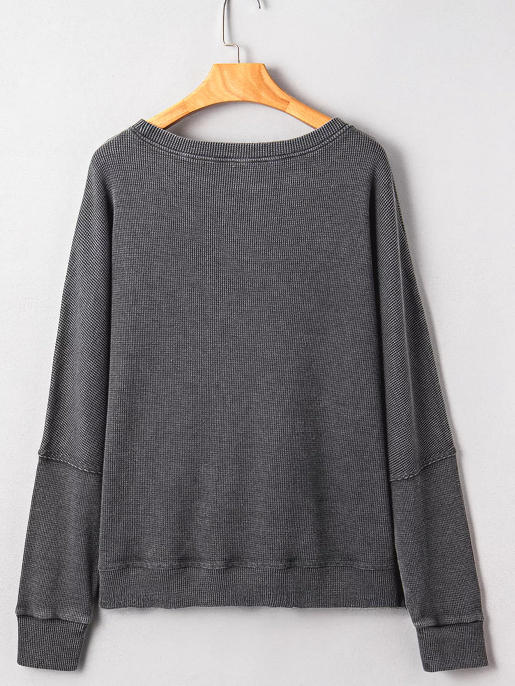 Sarah Express Women's Waffle Knit Patchwork Long Sleeve Oversized Sweatshirt