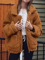 Sarah Express Women's Cozy Fleece Zip Up Jacket Plus Size