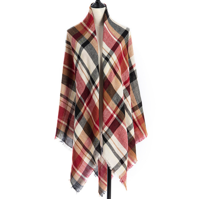 Women's Oversized Square Scarf Cashmere-like Double-Sided Shawl 140cm Woven Fall Winter Accessory