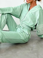 Sarah Express Women's Zip Up Long Sleeve Top and Pants Set