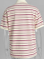 Sarah Express Women's Striped Polo T-Shirt with Contrast Collar