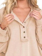 Sarah Express Women's Half Snap Long Sleeve Sweatshirt