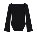 Women's Off-Shoulder Pullover Sweater - Long Sleeve Knit Top