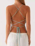 Sarah Express Women's Embroidered Sequin Tie Back Cami