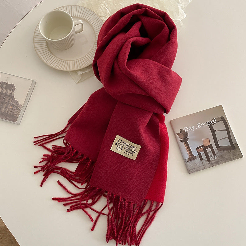 Women's Double-Sided Cashmere-Feel Scarf Winter Warm Oversized Wrap Fall Winter Casual