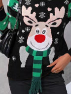 Sarah Express Women's Reindeer Christmas Long Sleeve Sweater