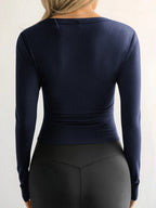 Sarah Express Women's Ribbed V-Neck Long Sleeve T-Shirt