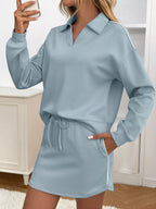 Sarah Express Women's Dropped Shoulder Top and Skirt Set