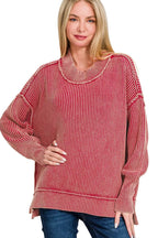 Washed Side Slit Oversized Sweater