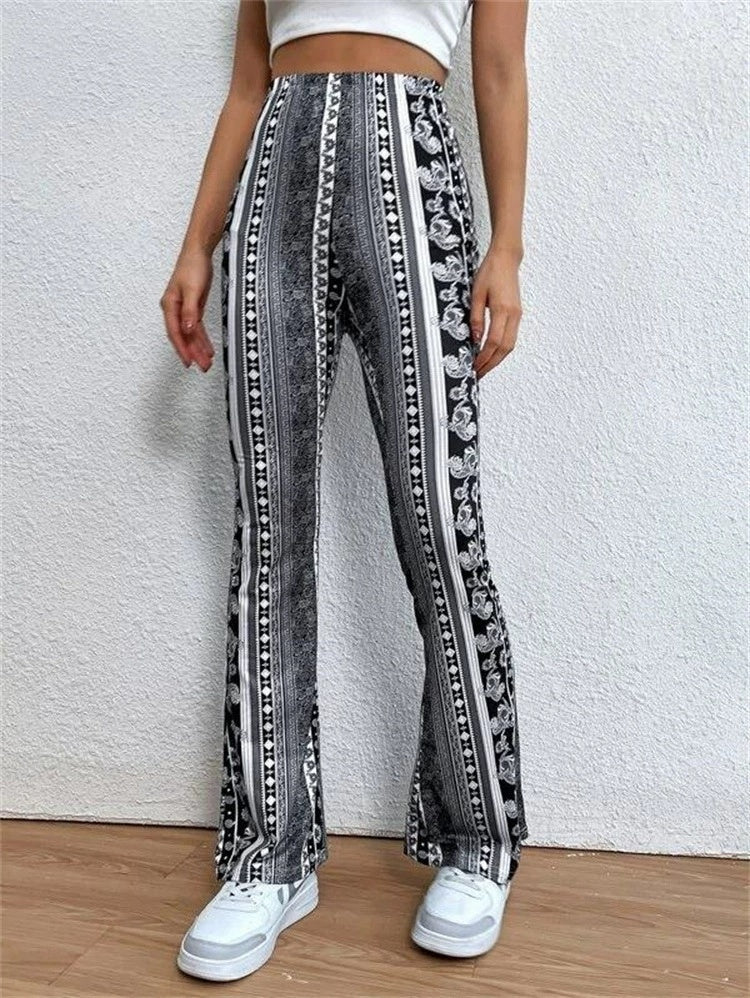High Waist Printed Leggings Stretch Full Length Slim Fit Pants