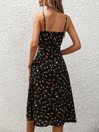 Polka Dot Suspender Maxi Dress with Split
