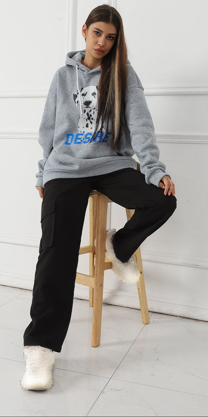 Sarah Express Women's Printed Long Sleeve Hoodie Sweatshirt - Casual Pullover Top