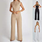 Women's V-Neck Sleeveless Wide Leg Jumpsuit High Waist