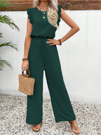 Sleeveless Vest Trousers Two Piece Set Lace Detail