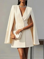 Women's Double Breasted Shawl Cape Suit Dress