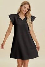 Sarah Express Women’s Plus Size Ruffled V-Neck Cap Sleeve Dress
