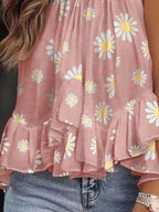 Sarah Express Women's Ruffled Printed Halter Neck Cami Top