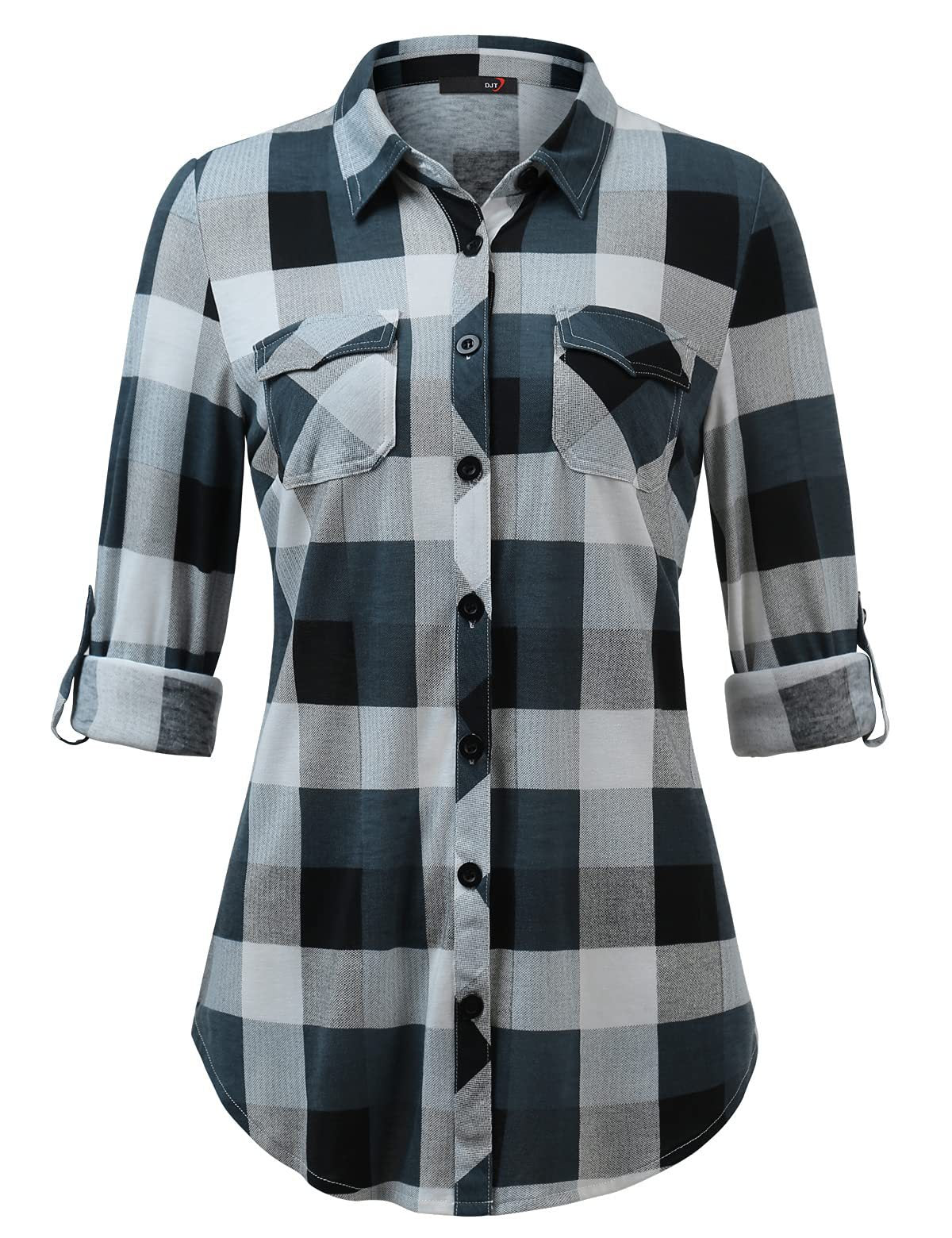 Women's Plaid Button Front Shirt Long Sleeve Casual Cardigan