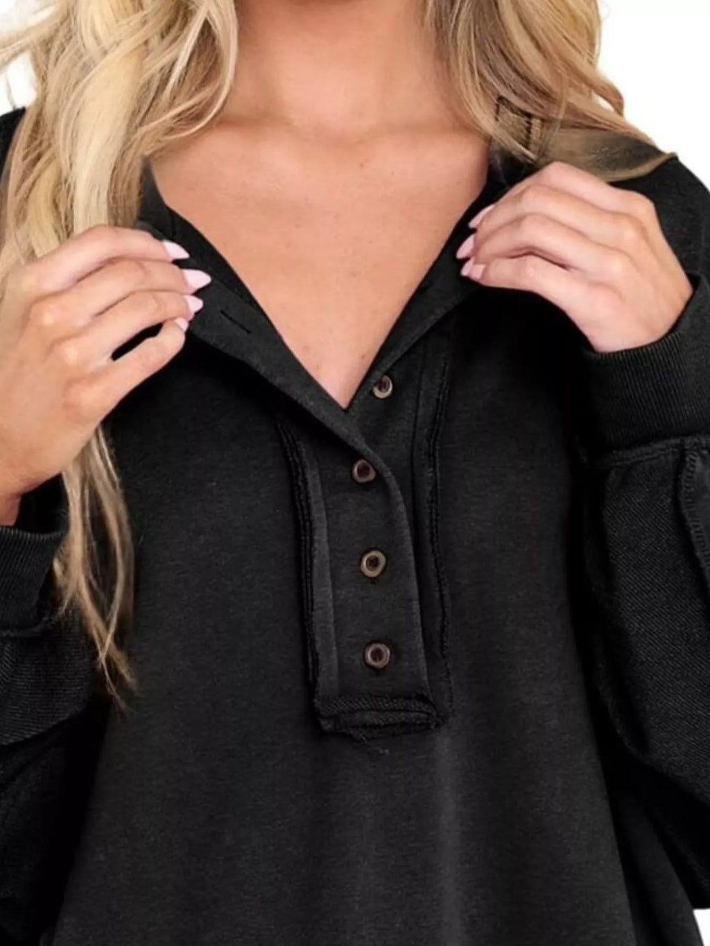 Sarah Express Women's Half Snap Long Sleeve Sweatshirt