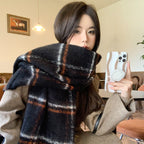 Women's Plaid Print Scarf Warm Imitation Cashmere Neck Wrap Winter Fall Accessory