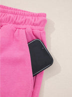 Sarah Express Women's Solid Color Collared Pullover and Central Seam Pants Set