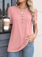 Sarah Express Women's Notched Short Sleeve Blouse Plus Size