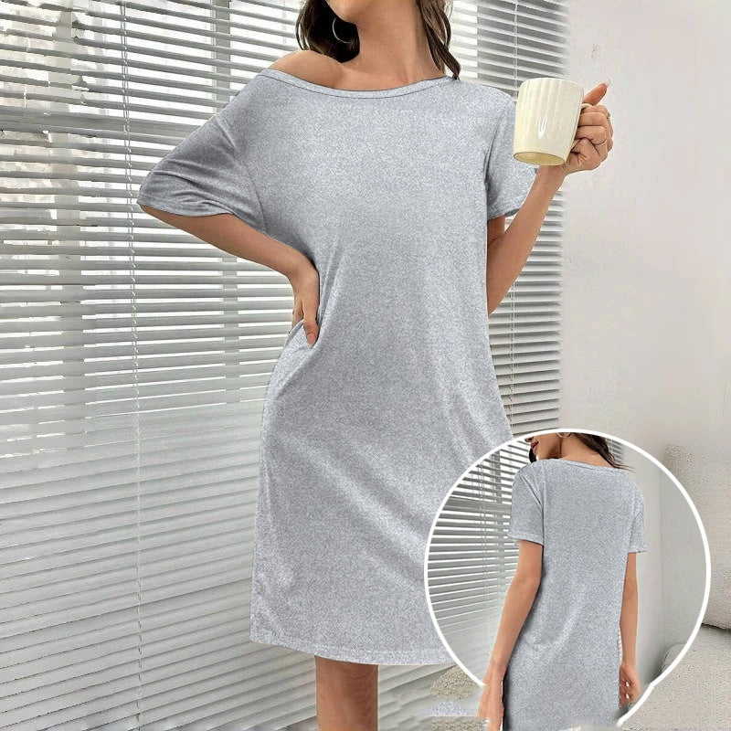 Women's Loose Fit Nightdress Sleepwear Short Sleeve Pullover