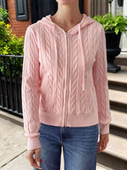 Sarah Express Women's Cozy Cable-Knit Zip-Up Cardigan