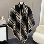 Oversized Polyester Scarf Shawl Wrap Printed Plaid Women's Fall Winter Accessory