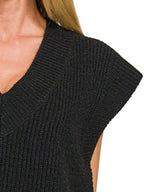 Sarah Express Women’s Oversized Ribbed Sweater Vest with Side Slits