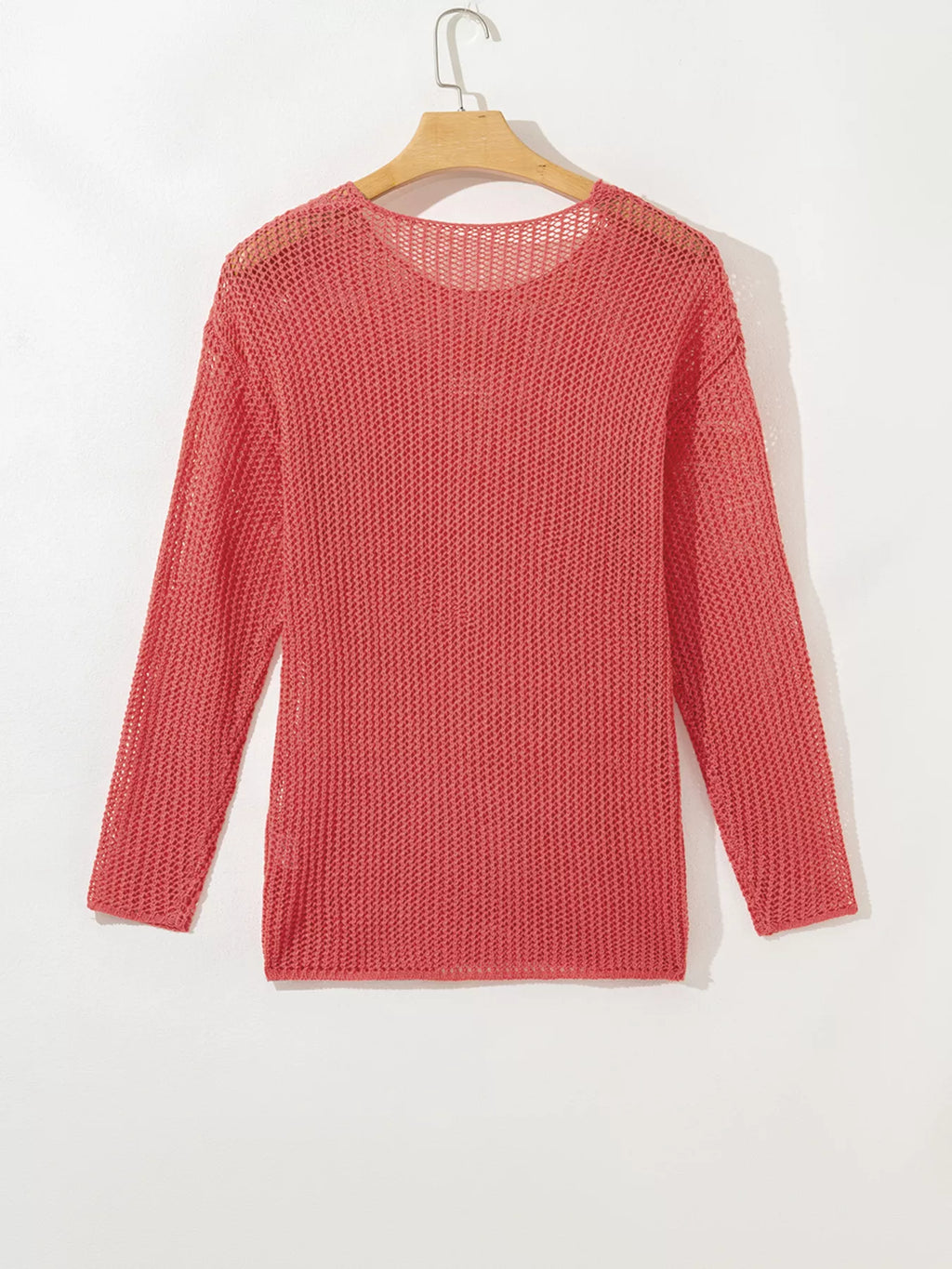 Sarah Express Women's Crochet Hollow Out Long Sleeve Knit Top