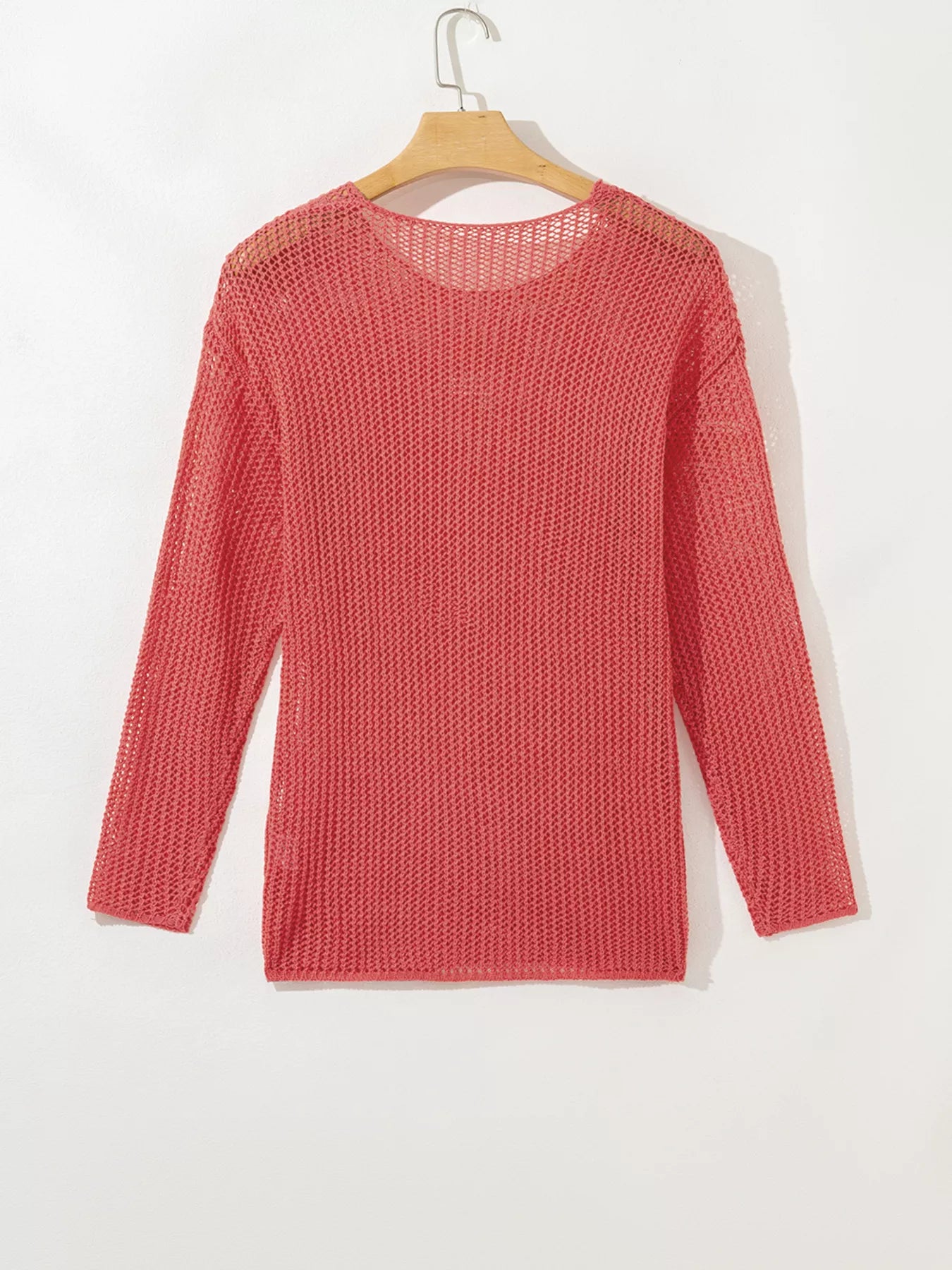 Sarah Express Women's Crochet Hollow Out Long Sleeve Knit Top
