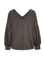 Sarah Express Women's Oversized V-Neck Long Sleeve Blouse