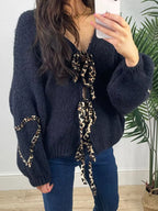 Sarah Express Women's Tie Front Long Sleeve Sweater