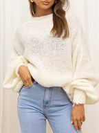 Sarah Express Women's Round Neck Dropped Shoulder Sweater