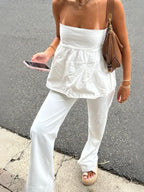 Sarah Express Women's Tube Top and Pants Set Off White