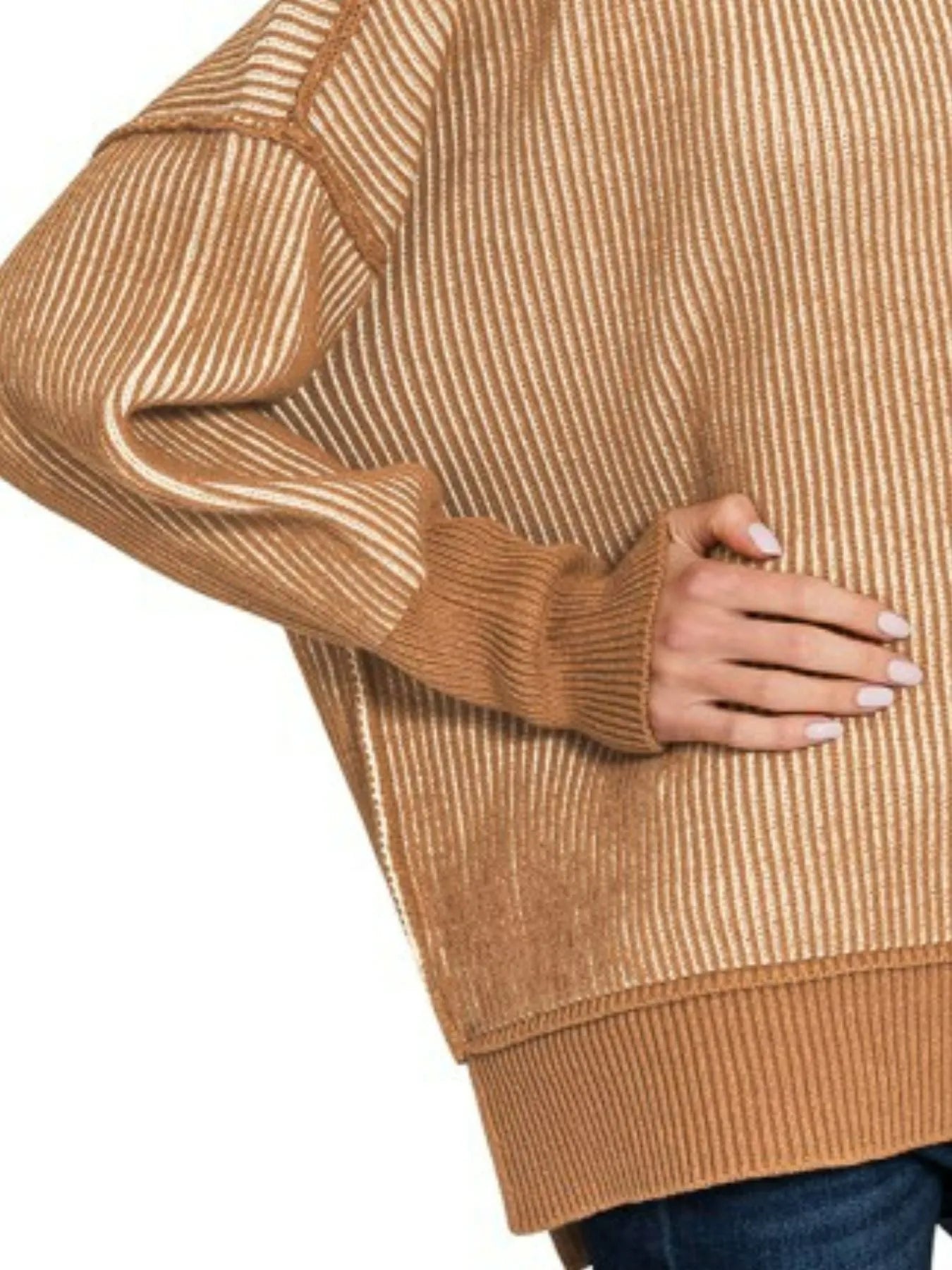 Sarah Express Women’s Oversized Two Tone Sweater with Exposed Seams